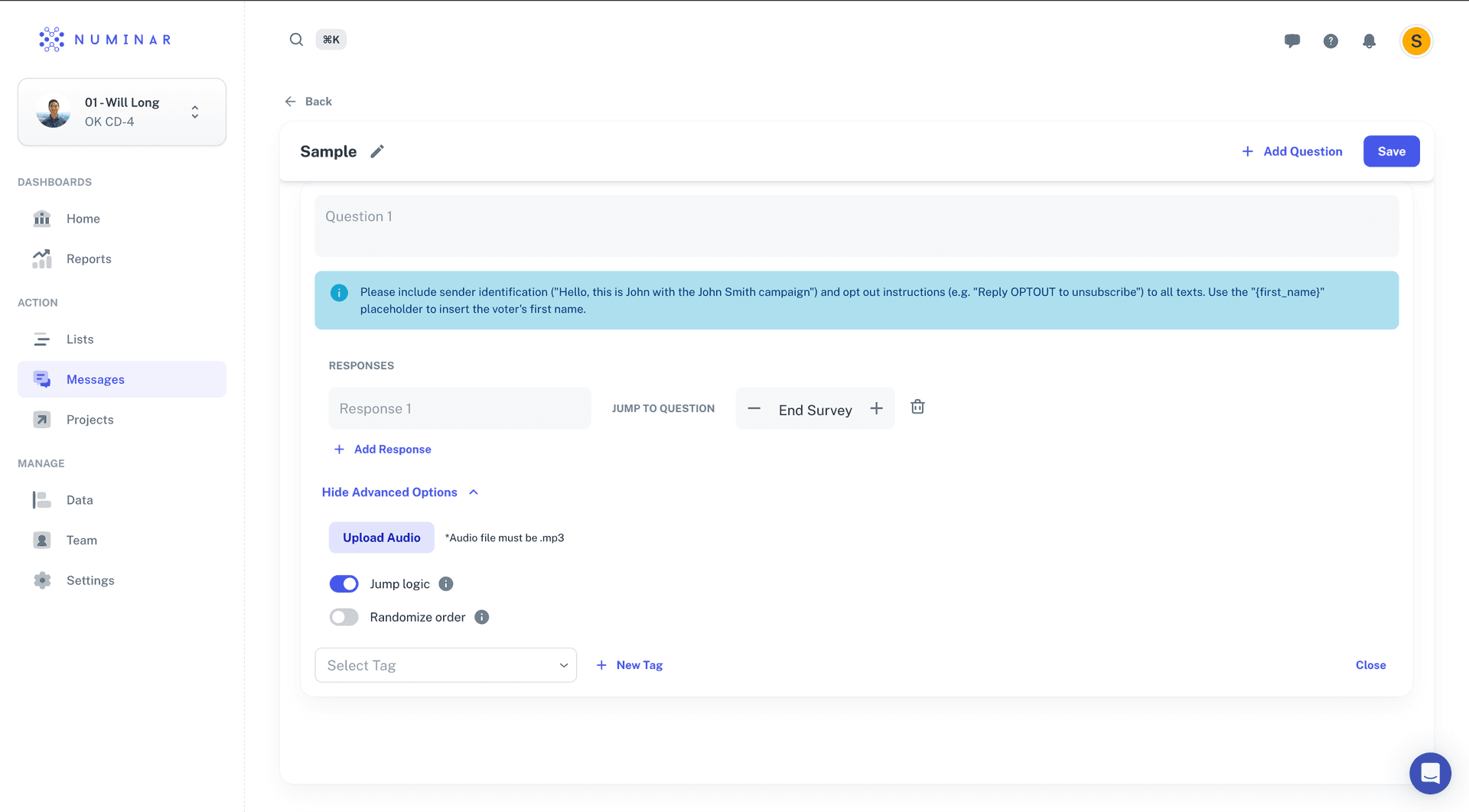 The old Numinar survey form builder