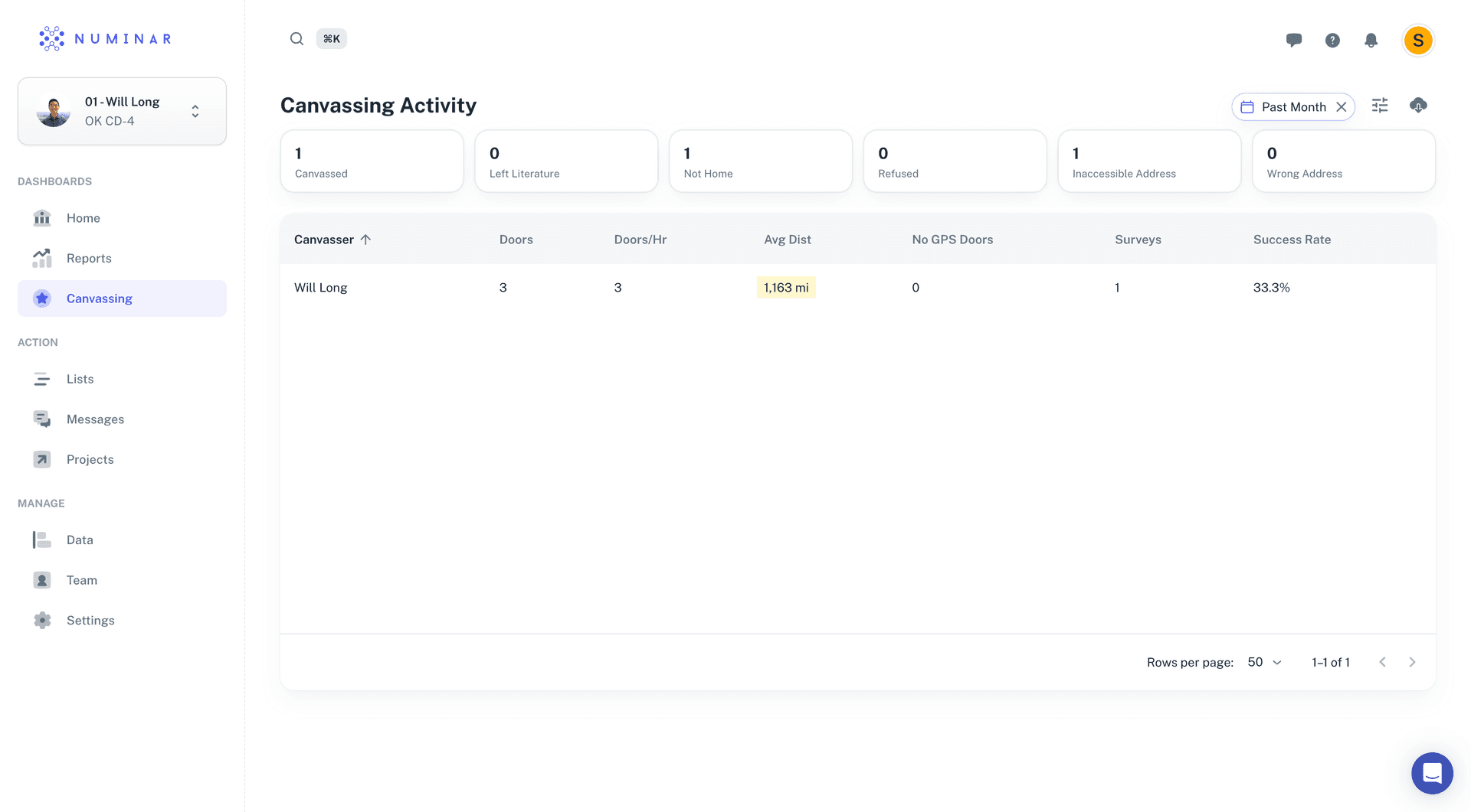 The old Numinar canvassing interface