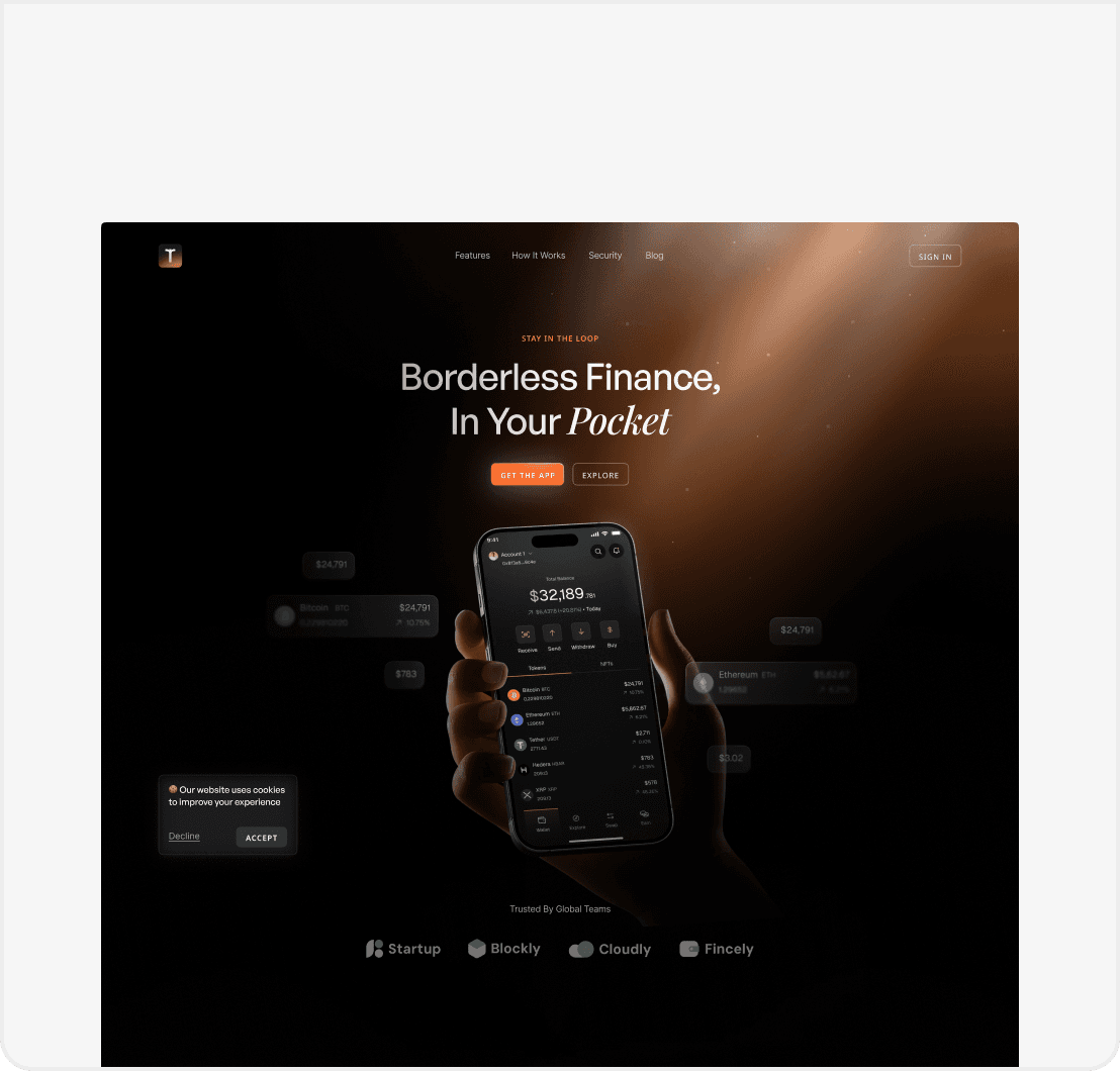 Tirra crypto wallet landing page